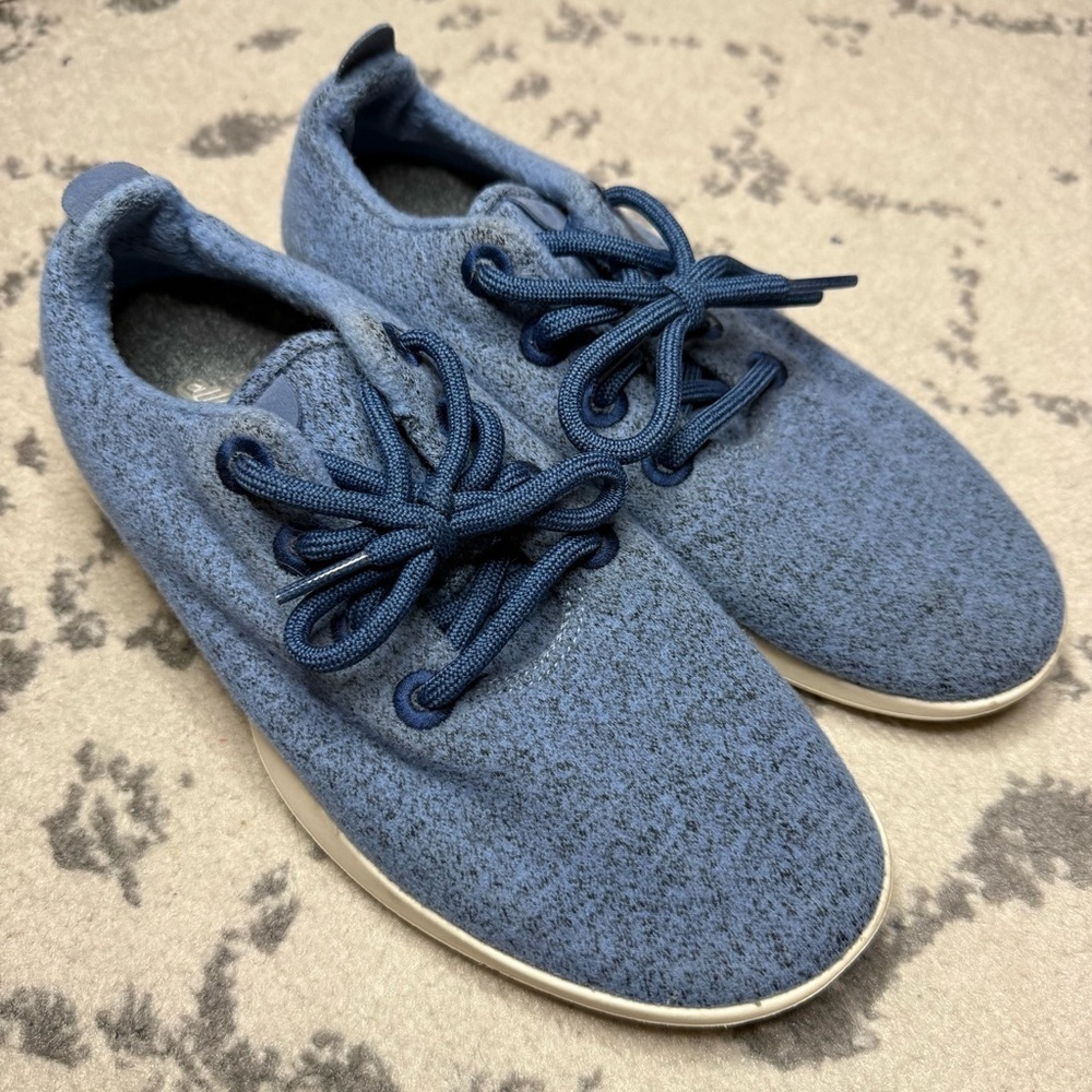 ALLBIRDS Blue Wool Runners Lace Up Outdoors Atheleisure Sneakers